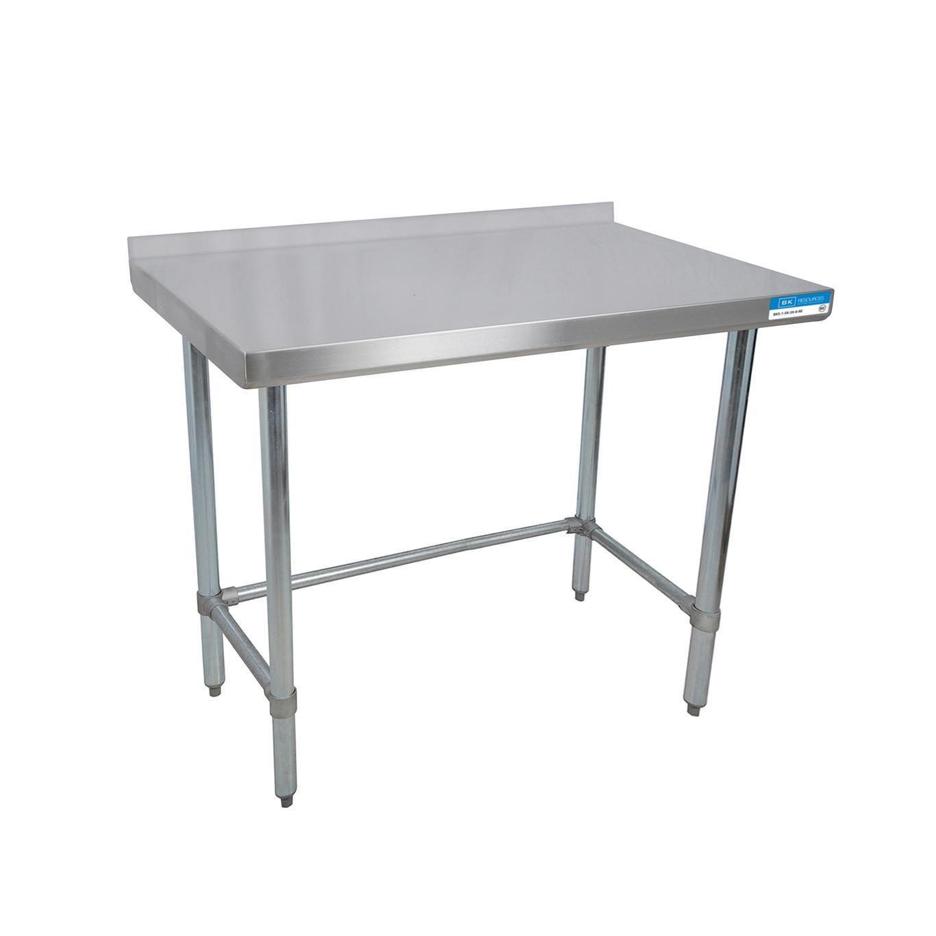 60″ x 24″ All Stainless Steel Open Base Work Table w/1-1/2″ Backsplash